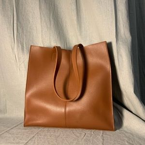 Brown Faux Leather Tote Bag with Detachable Shoulder/ Crossbody Strap 🤎✨